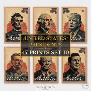 47 US Presidents Prints, US Presidents Poster, American History, Office Poster, Home Decor, Digital Download | S10