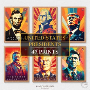 47 US Presidents Prints, US Presidents Poster, American History, Presidents Poster, Office Poster, Home Decor, Digital Download