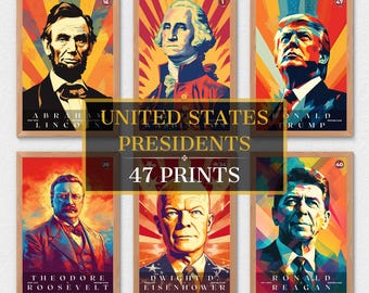 47 US Presidents Prints, US Presidents Poster, American History, Presidents Poster, Office Poster, Home Decor, Digital Download