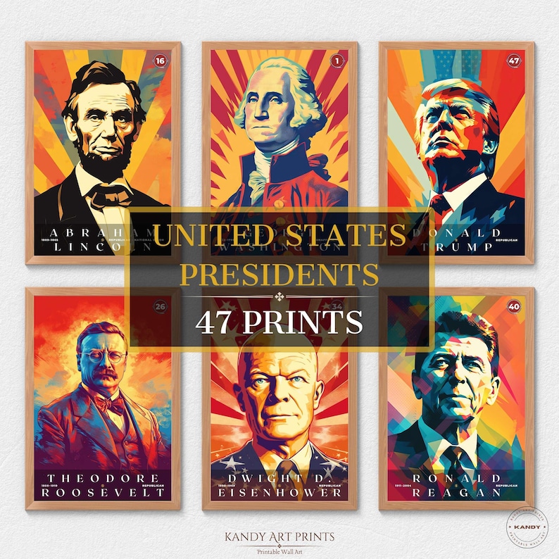 47 US Presidents Prints, US Presidents Poster, American History ...
