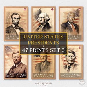 47 US Presidents Prints, US Presidents Poster, American History, Presidents Poster, Office Poster, Home Decor, Digital Download