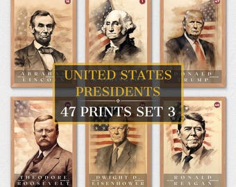 47 US Presidents Prints, US Presidents Poster, American History, Presidents Poster, Office Poster, Home Decor, Digital Download