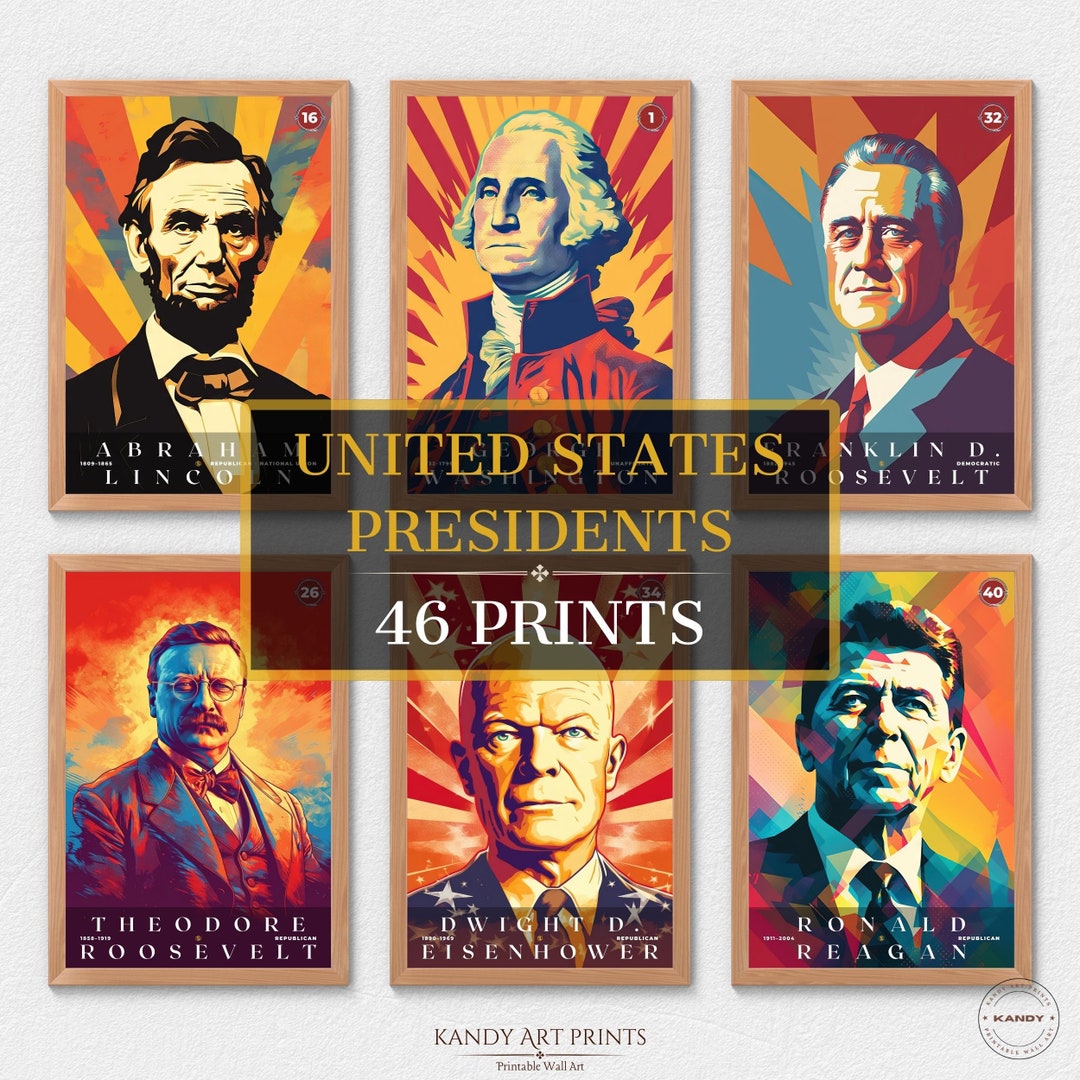 46 US Presidents Prints, US Presidents Poster, American History, Presidents Poster, Office ...