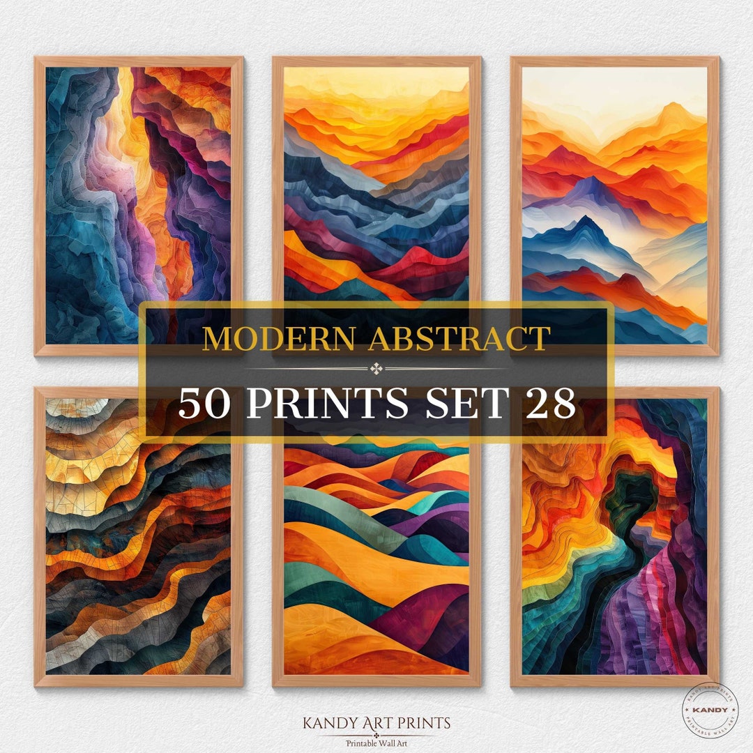 50 Modern Abstract Prints, Abstract Wall Art, Home Decor, Minimal ...