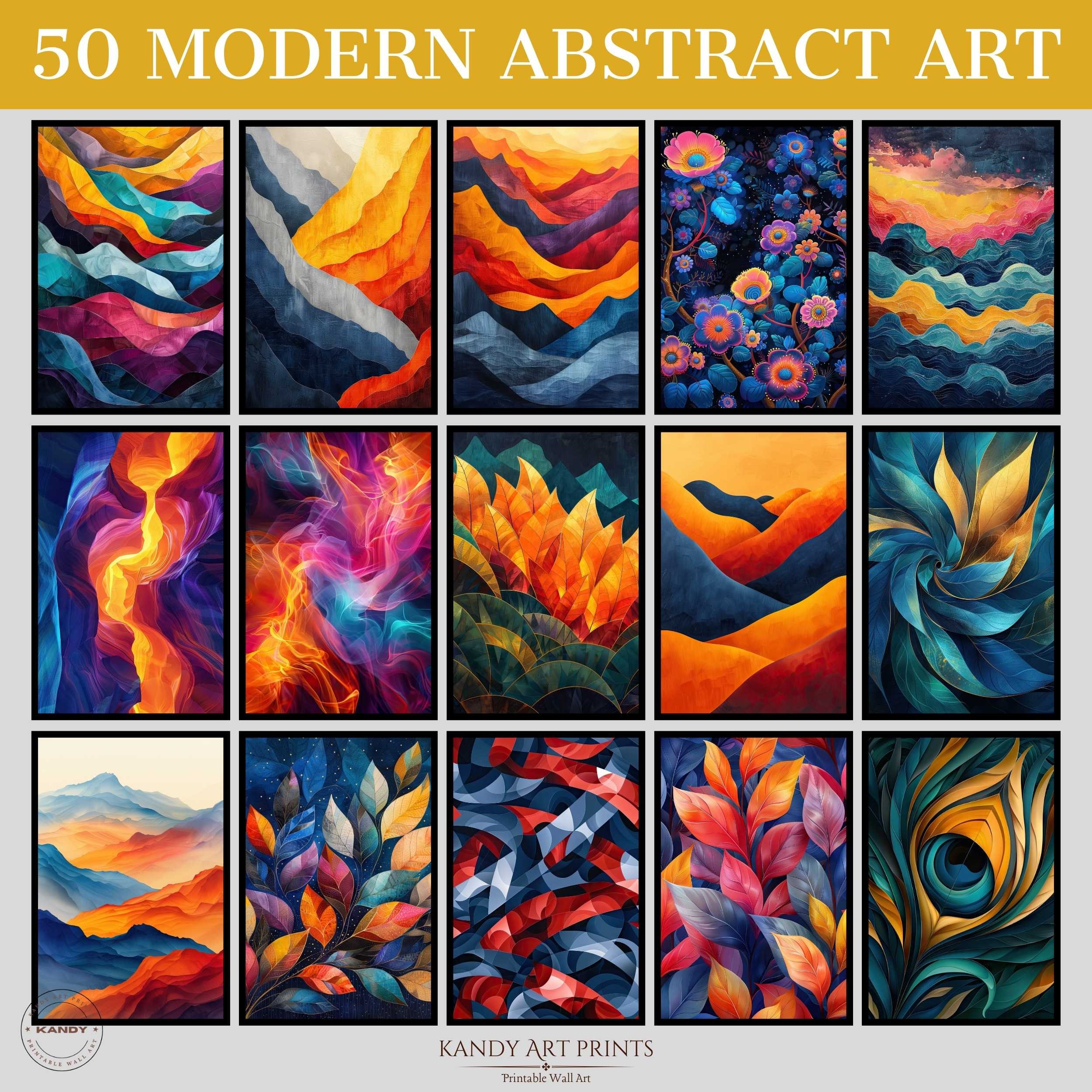 50 Modern Abstract Prints, Abstract Wall Art, Home Decor, Minimal ...