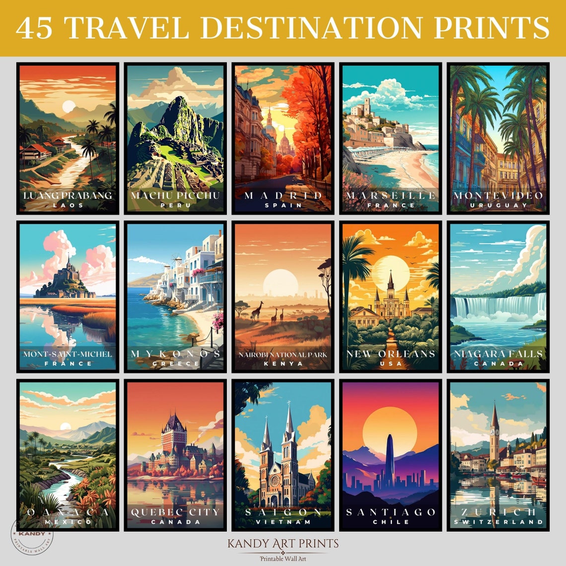 travel destination prints