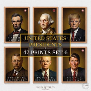 47 Amerikaanse presidenten prints, Amerikaanse presidenten poster, Amerikaanse geschiedenis, kantoorposter, woondecoratie, digitale download | S06