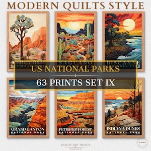 63 US National Park Prints, National Park Poster, Travel Wall Decor, Retro Travel Poster, Office Poster, Home Decor, Digital Download