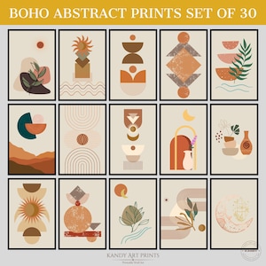 30 Boho Abstract Prints, Abstract Wall Art, Boho Abstract Poster, Boho Abstract Art, Wall Art Set, Boho Abstract Print, Digital Download