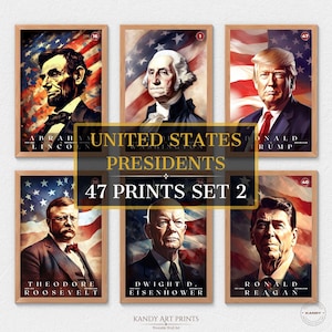 47 US Presidents Prints, US Presidents Poster, American History, Presidents Poster, Office Poster, Home Decor, Digital Download