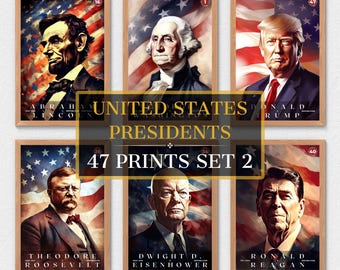 47 US Presidents Prints, US Presidents Poster, American History, Presidents Poster, Office Poster, Home Decor, Digital Download