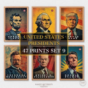 47 US Presidents Prints, US Presidents Poster, American History, Office Poster, Home Decor, Digital Download | S09