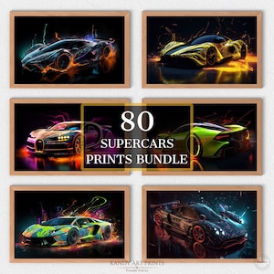 80 Supercars Prints, Sport Car Poster, Supercar Wall Decor, Office Decor, Home Decor, Gift For Him, Boy Bedroom Decor, Digital Print