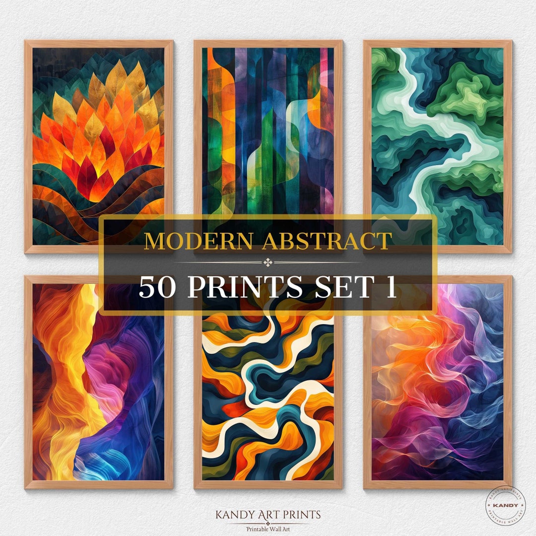 50 Modern Abstract Prints, Abstract Wall Art, Home Decor, Minimal ...