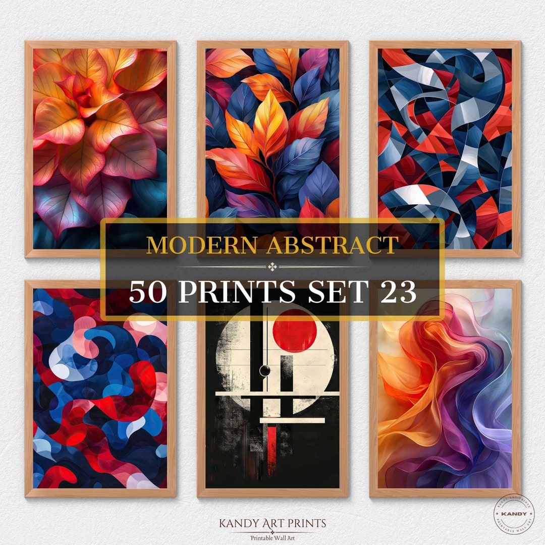50 Modern Abstract Prints, Abstract Wall Art, Home Decor, Minimal ...