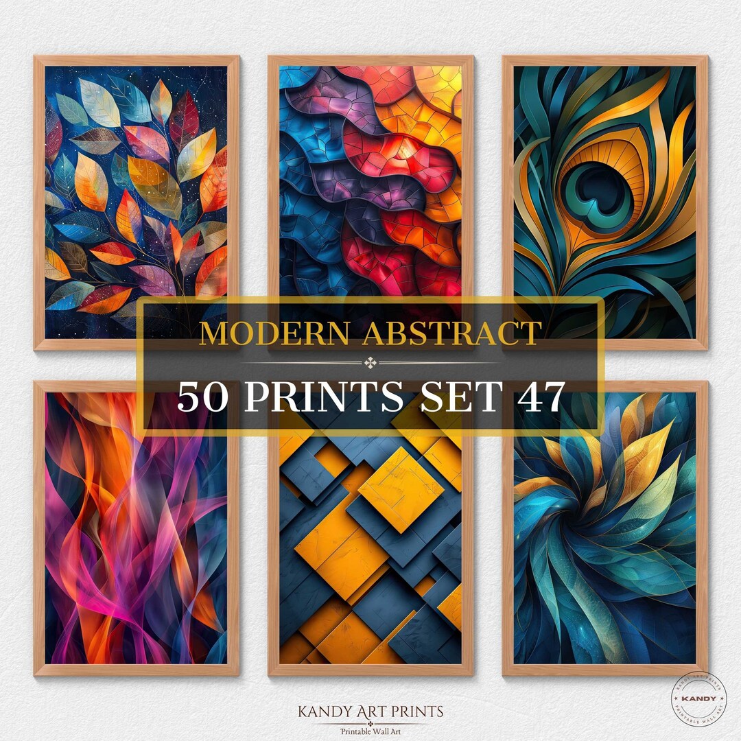 50 Modern Abstract Prints, Abstract Wall Art, Home Decor, Minimal ...