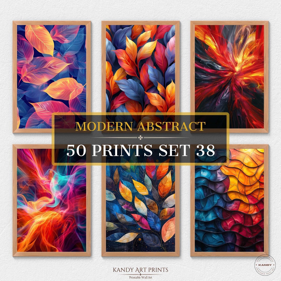 50 Modern Abstract Prints, Abstract Wall Art, Home Decor, Minimal ...
