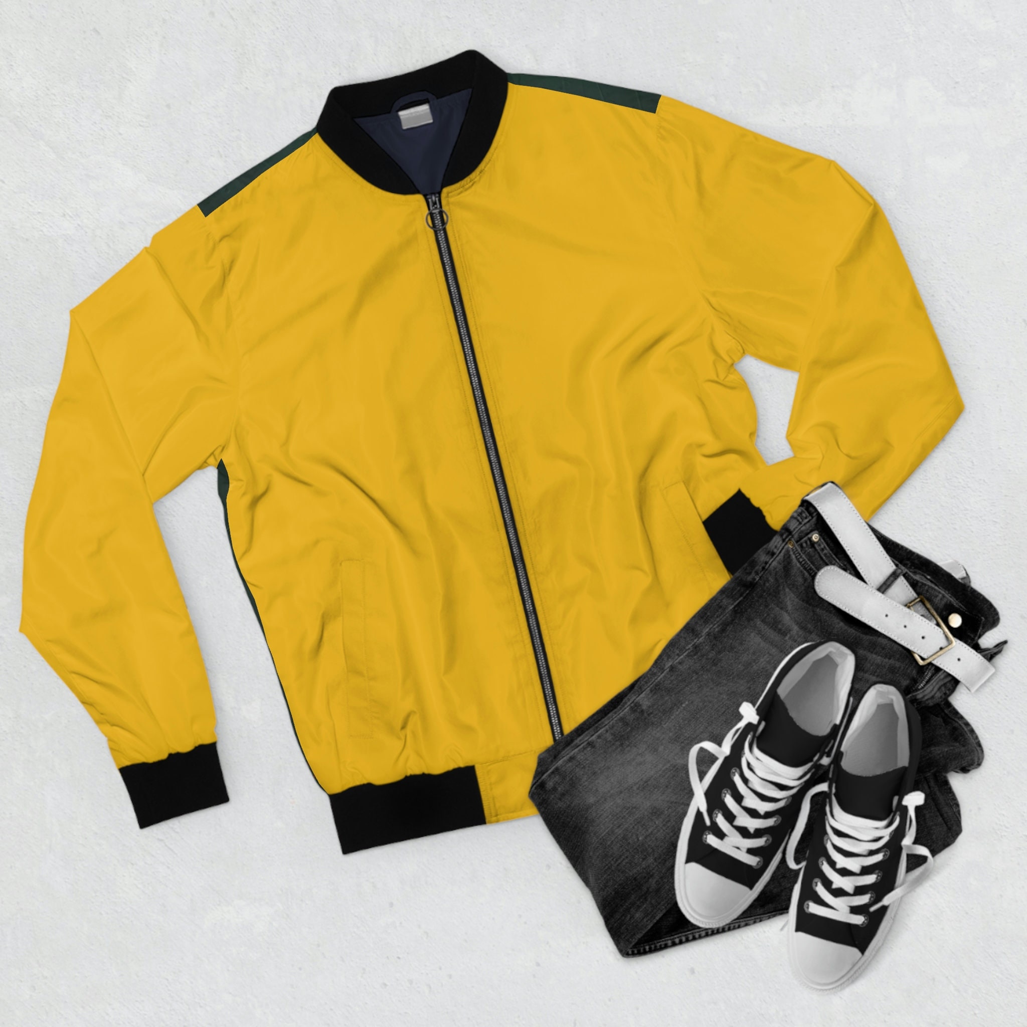 The Vibrant Yellow Jacket and Fox Fusion Men's Bomber Jacket