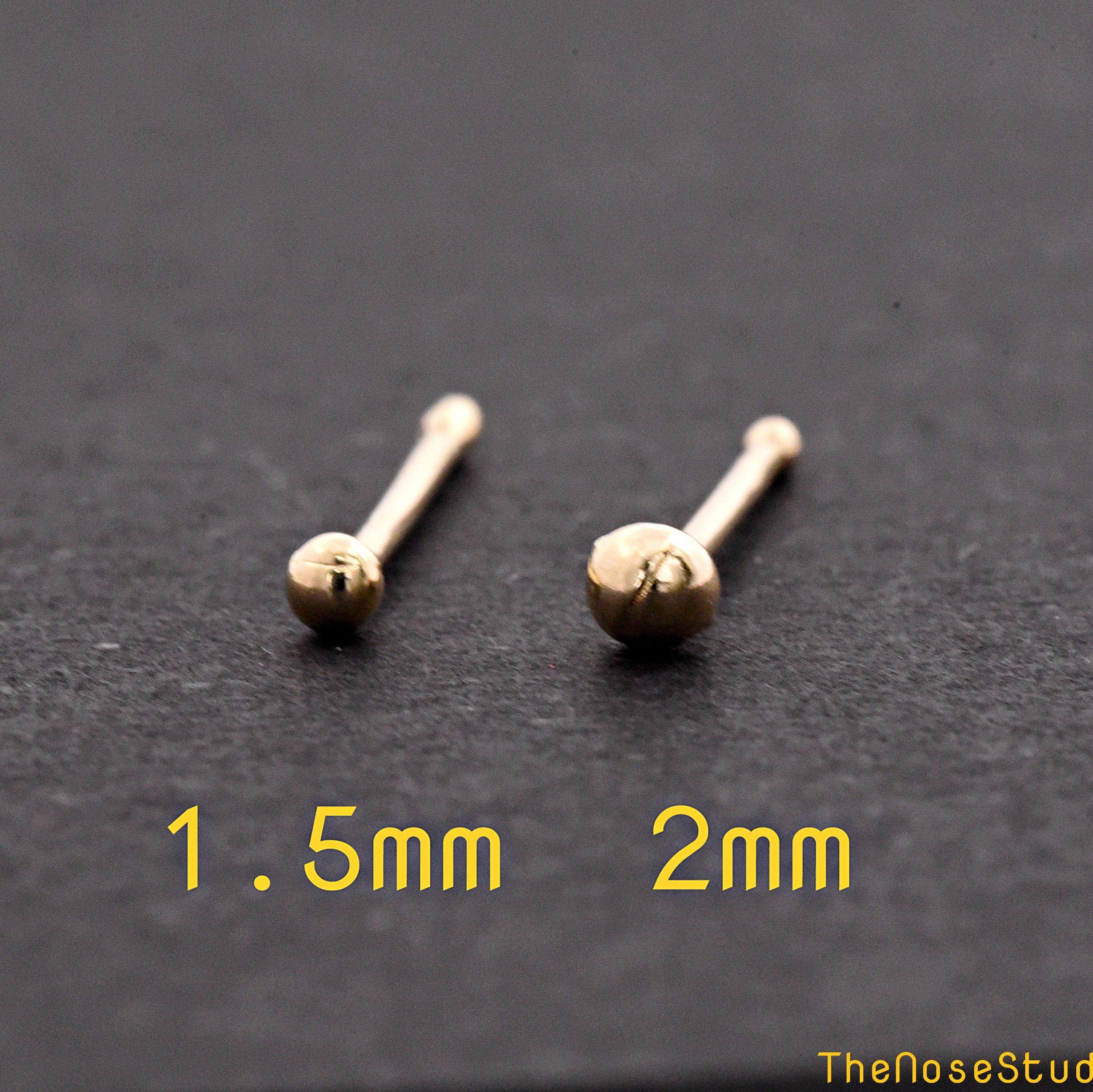 Solid 14K White Gold Ball Nose Stud - Micro Ball Nose Stud - In 22 Gauge 24 Gauge 26 Gauge 28 Gauge - 1mm - 1.4mm Ball - Nose Pin - Foto 5