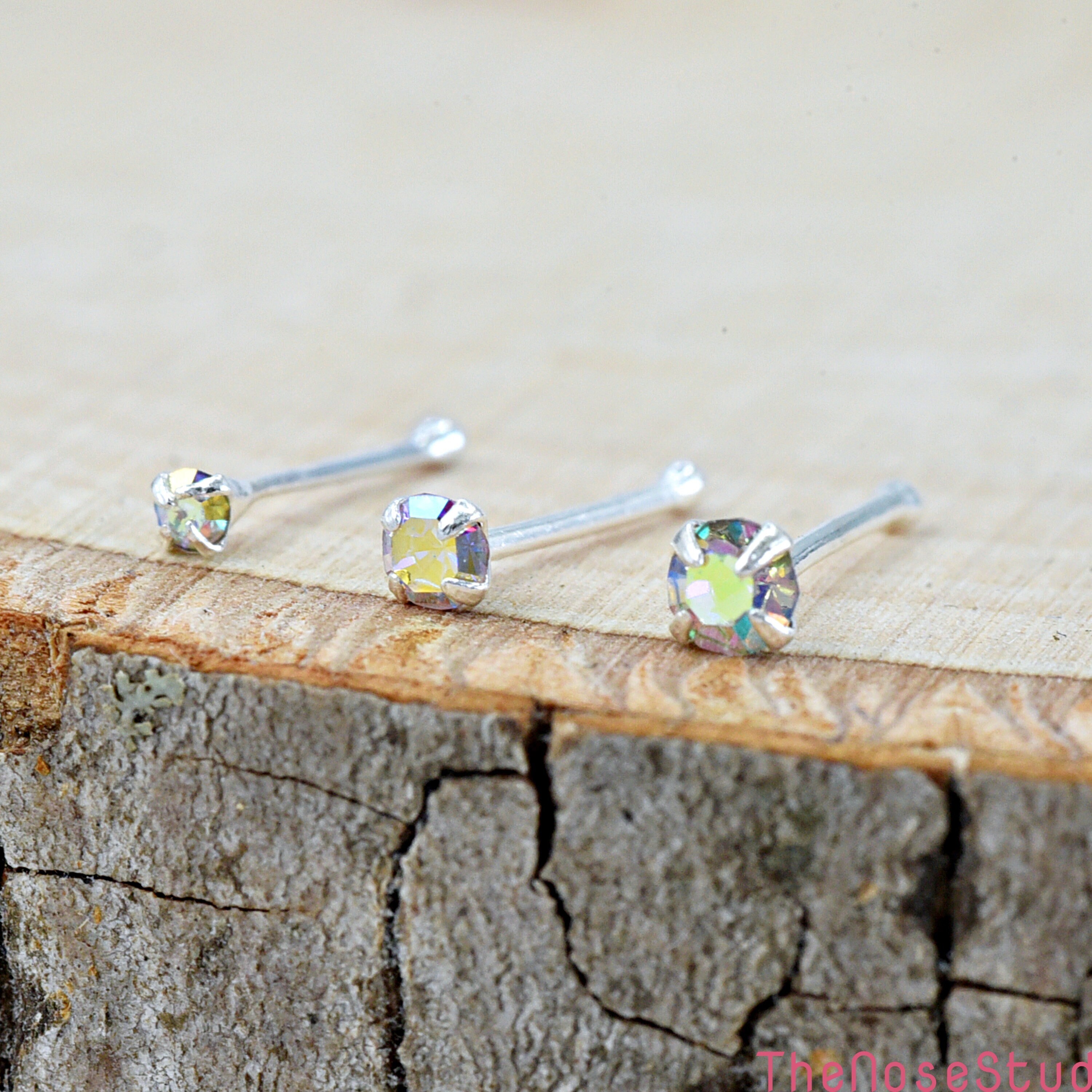 Sterling Silver 925 Ball Nose Stud - 2mm Bone End, 0.5mm Gauge - Silver, Gold, Or Rose Gold Finish
