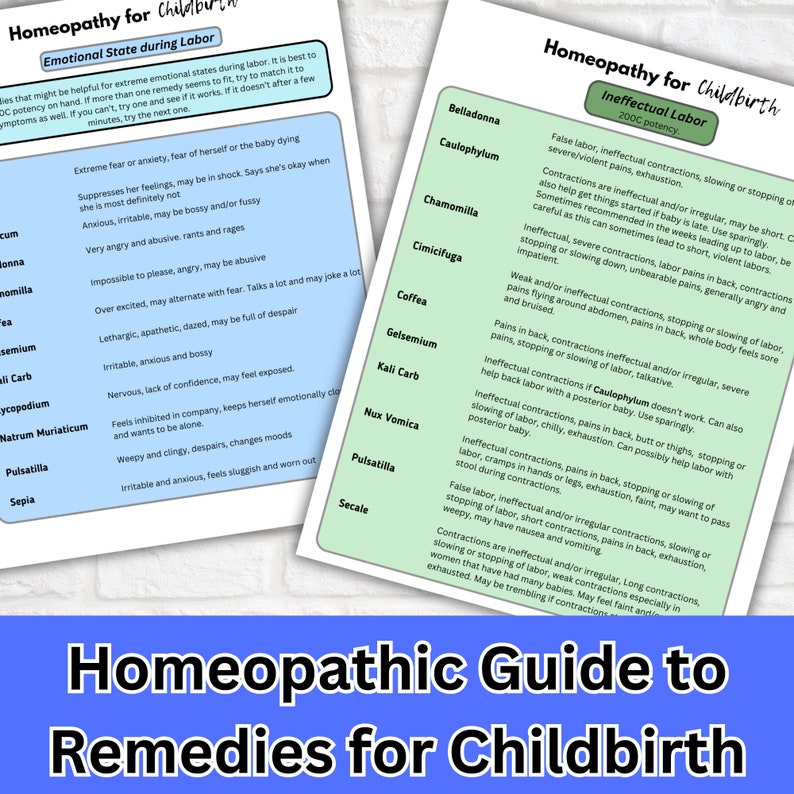 Homeopathic Guide to Remedies for Childbirth, Homeopathy Guide for