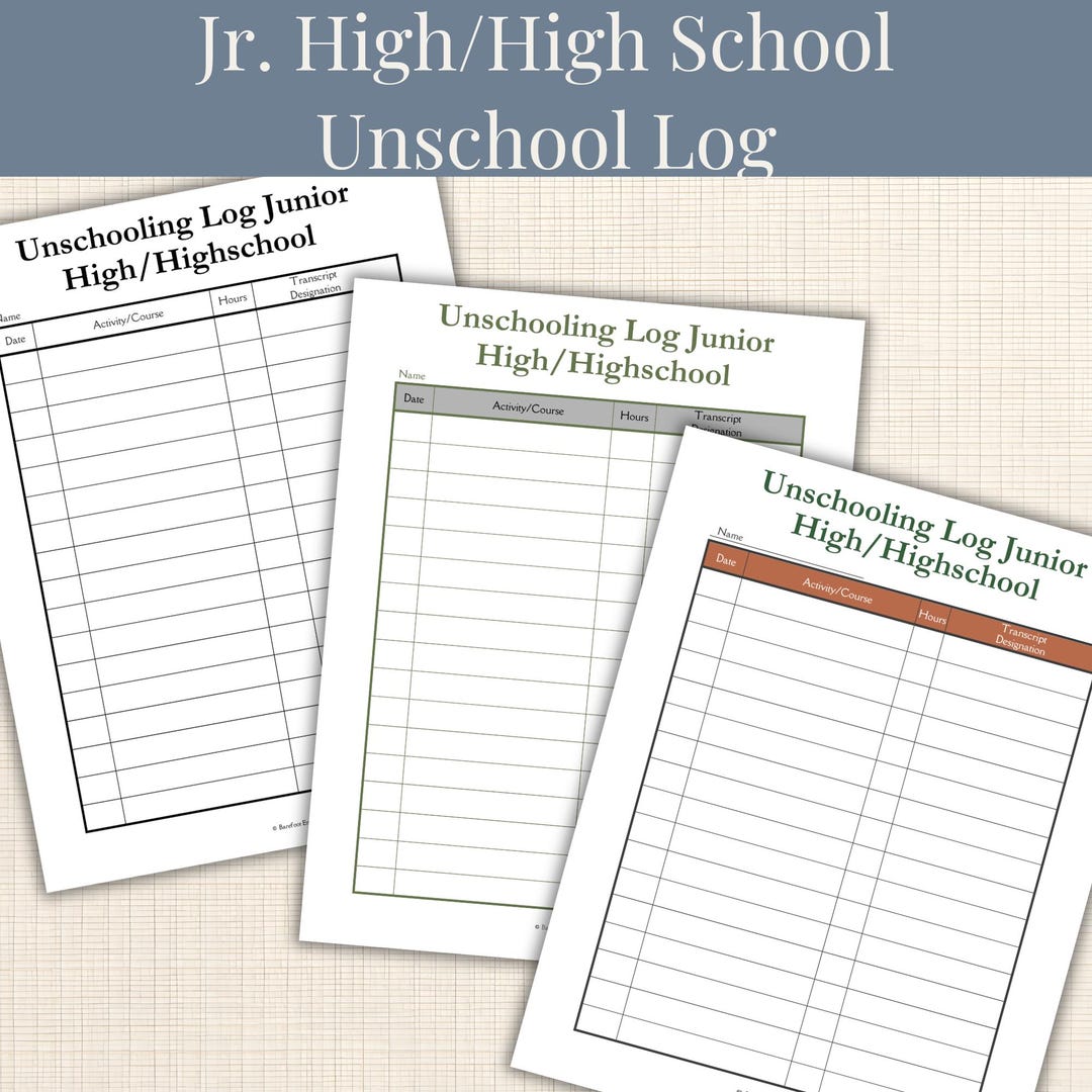 High School Unschool Log, Transcript Aid, Activity Tracker - Etsy Canada