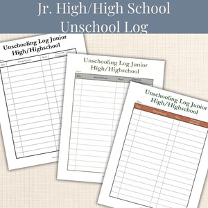 High School Unschool Log, Transcript Aid, Activity Tracker