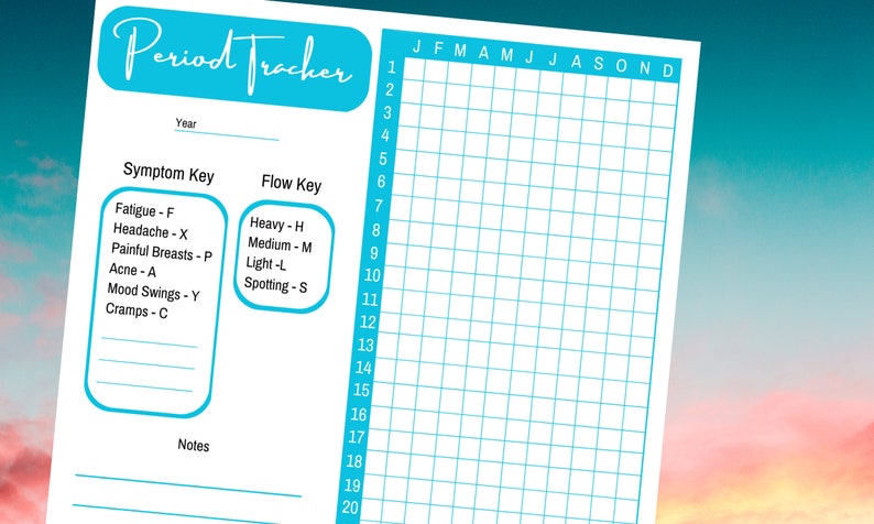 Period Tracker Printable Menstrual Cycle Log Printable - Etsy