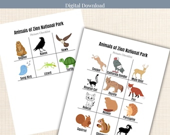 Zion Picture Animal Checklist - No Reading Required