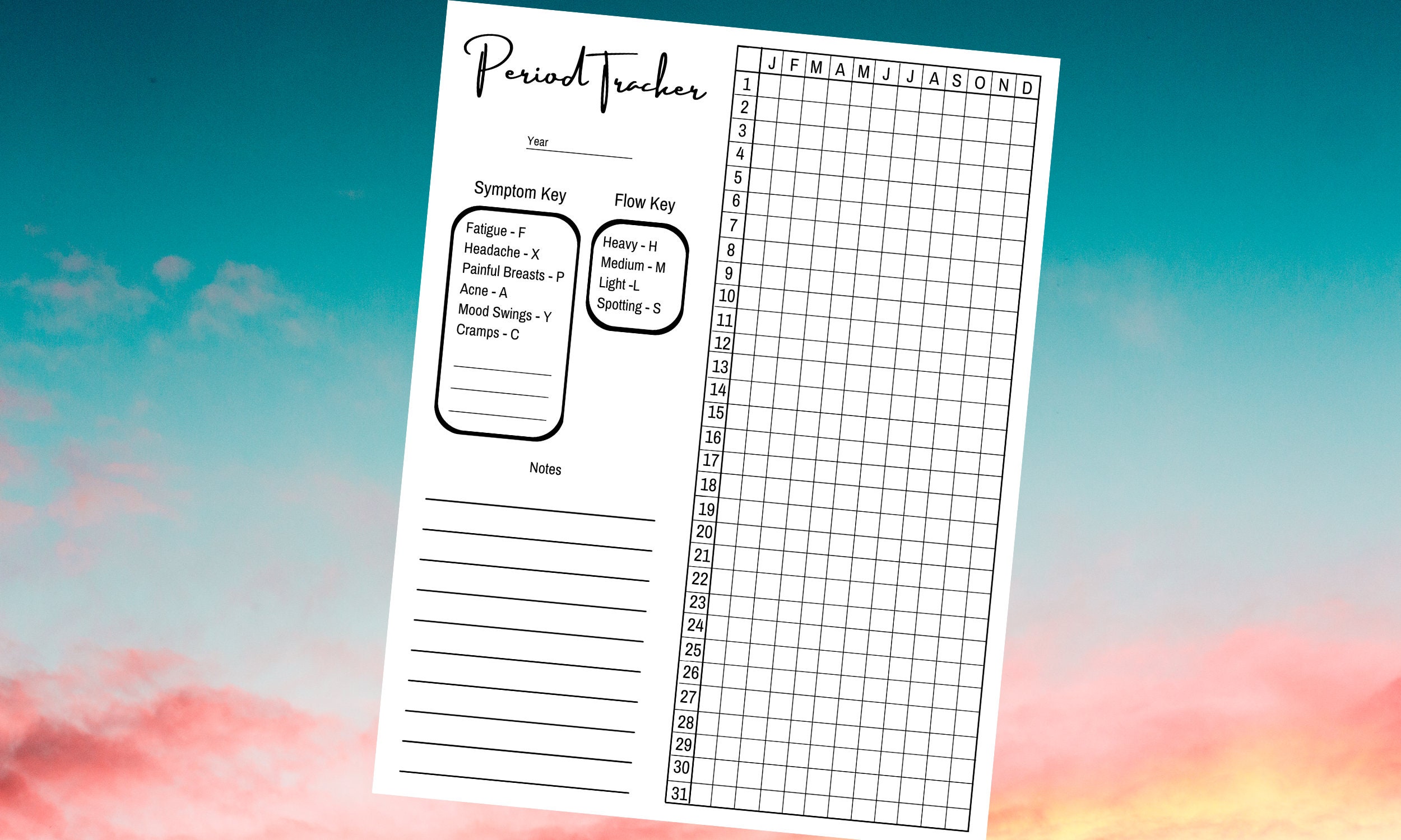 Period Tracker, Menstrual Cycle Log, Printable Cycle Tracker - Etsy