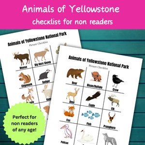 Yellowstone National Park Printable, Animal Checklist