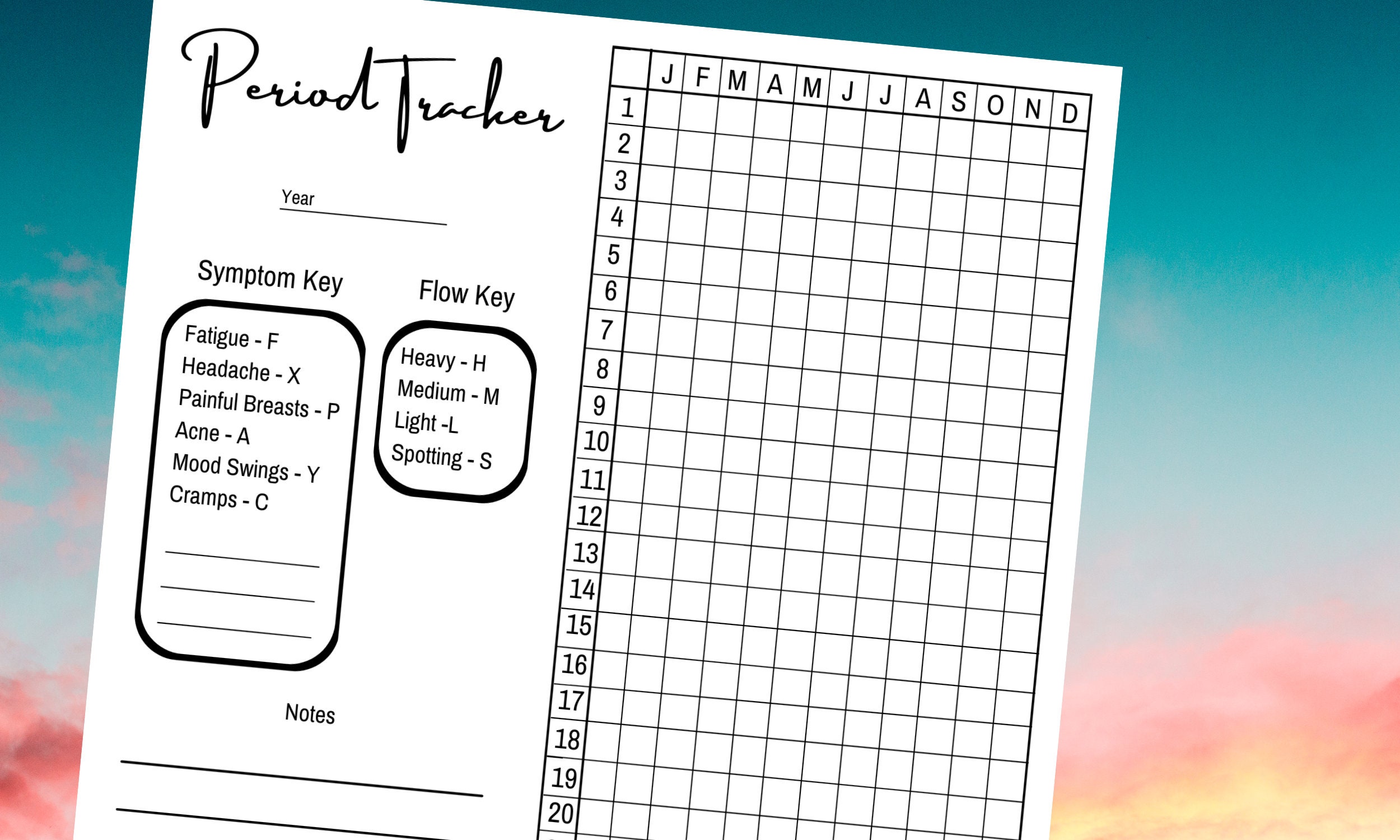 Period Tracker, Menstrual Cycle Log, Printable Cycle Tracker - Etsy