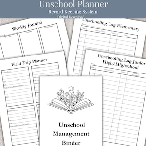 Unschool Planner Printable, Homeschool Record Keeping Binder