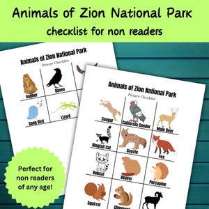 Zion National Park Printable Scavenger Hunt, Animal Checklist