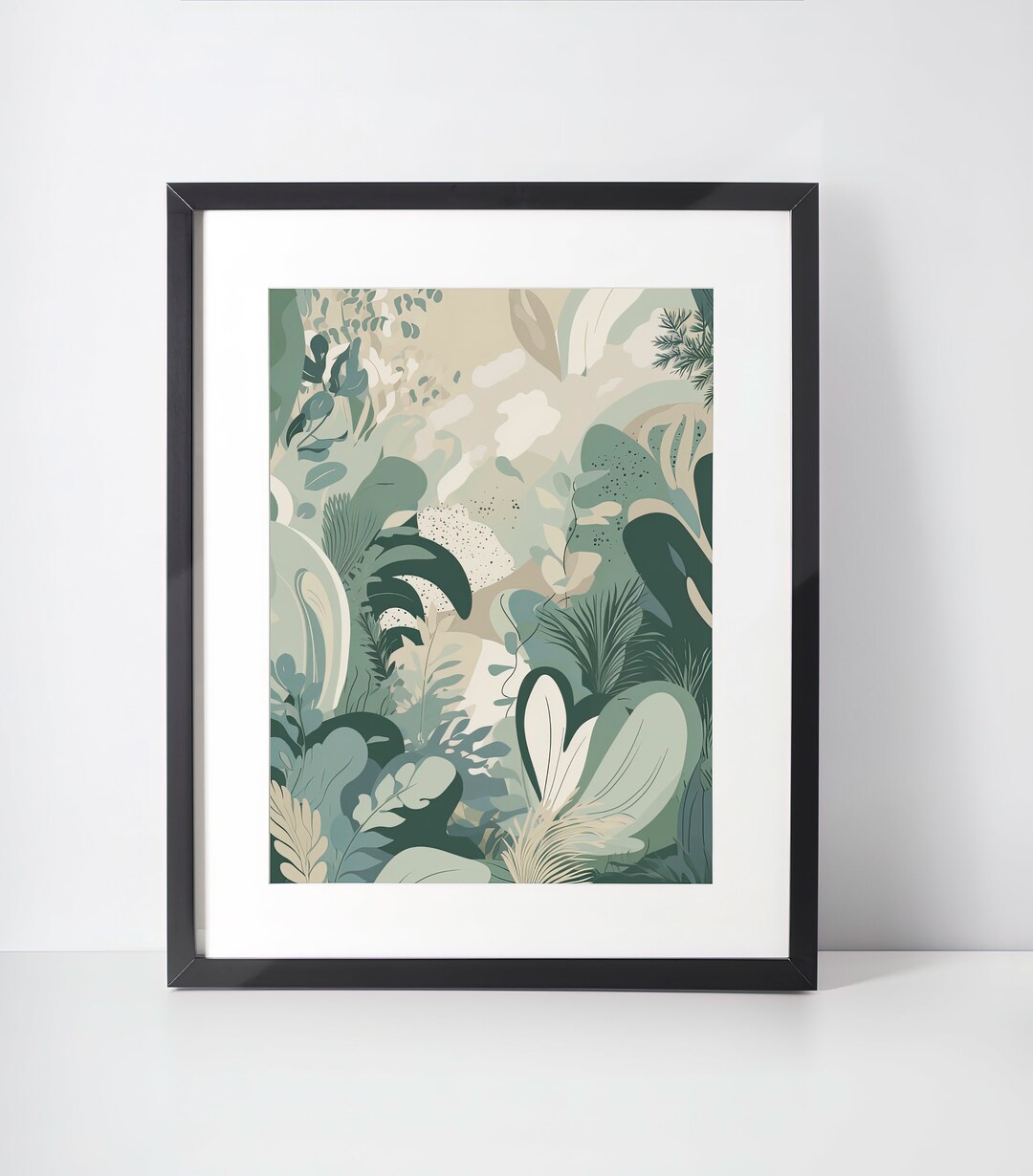 Boho Chic Art Print, Boho Chic Green Flora16 Painting Wall Art Decor