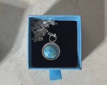 Blue Copper Turquoise Pendant: Handmade 925 Sterling Silver Necklace