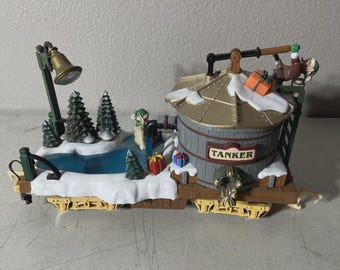 New Bright Holiday Express Tanker – Skating Ice Pond Animated Train Car – FOR PARTS / REPAIR