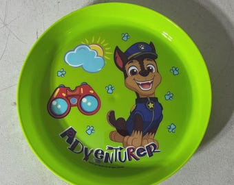 Zak Designs ~ Melamine ~ PAW PATROL ~ CHASE ~ 8" Green Edge Plate