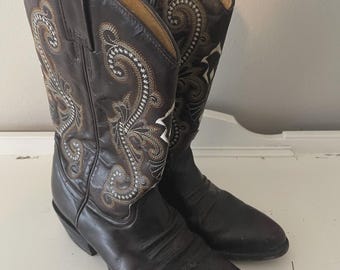 Women’s J.B. Dillon Western Cowboy Boots As 6 C Brown Leather
