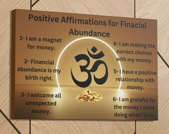 Om Positive Affirmations For Financial Abundance Manifestation Wall Art, Om Abundance Law Of Attraction, Yoga Gifts For Him, Gifts For Her