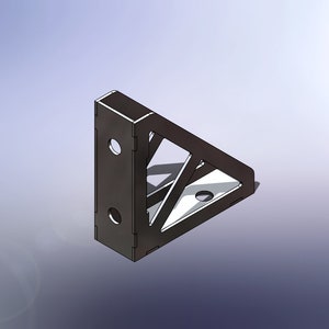 May include: Black metal corner brace with three holes and a triangular design.