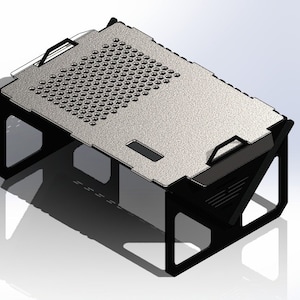 Estufa de fogata portátil de acero con placa caliente / DXF - Planos - 3 mm