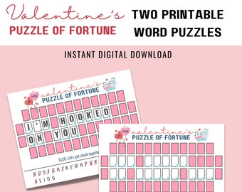 Valentines day kids game, Valentines day party, Classroom game, Wheel of Fortune, Valentines Printable, Valentines party games, Word puzzle
