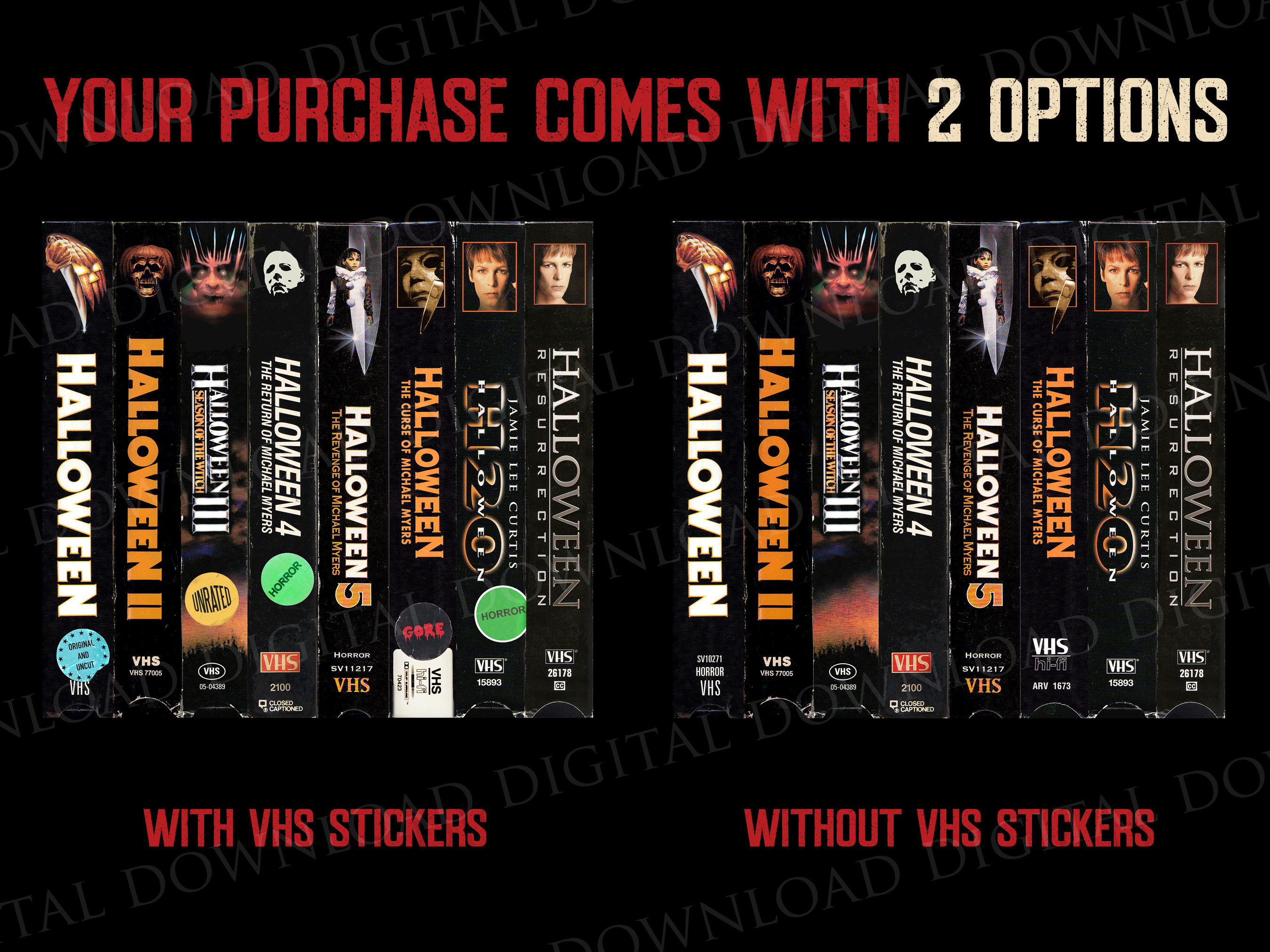 Halloween Franchise Series VHS Tape Covers Horror Movies With or