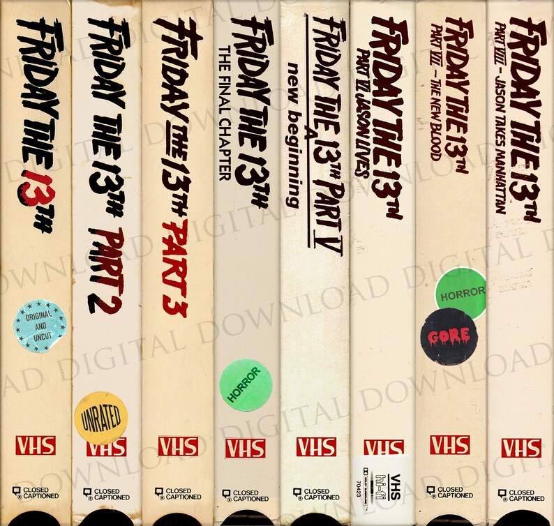 Friday the 13th Series VHS Tape Covers Horror Movies With or Without