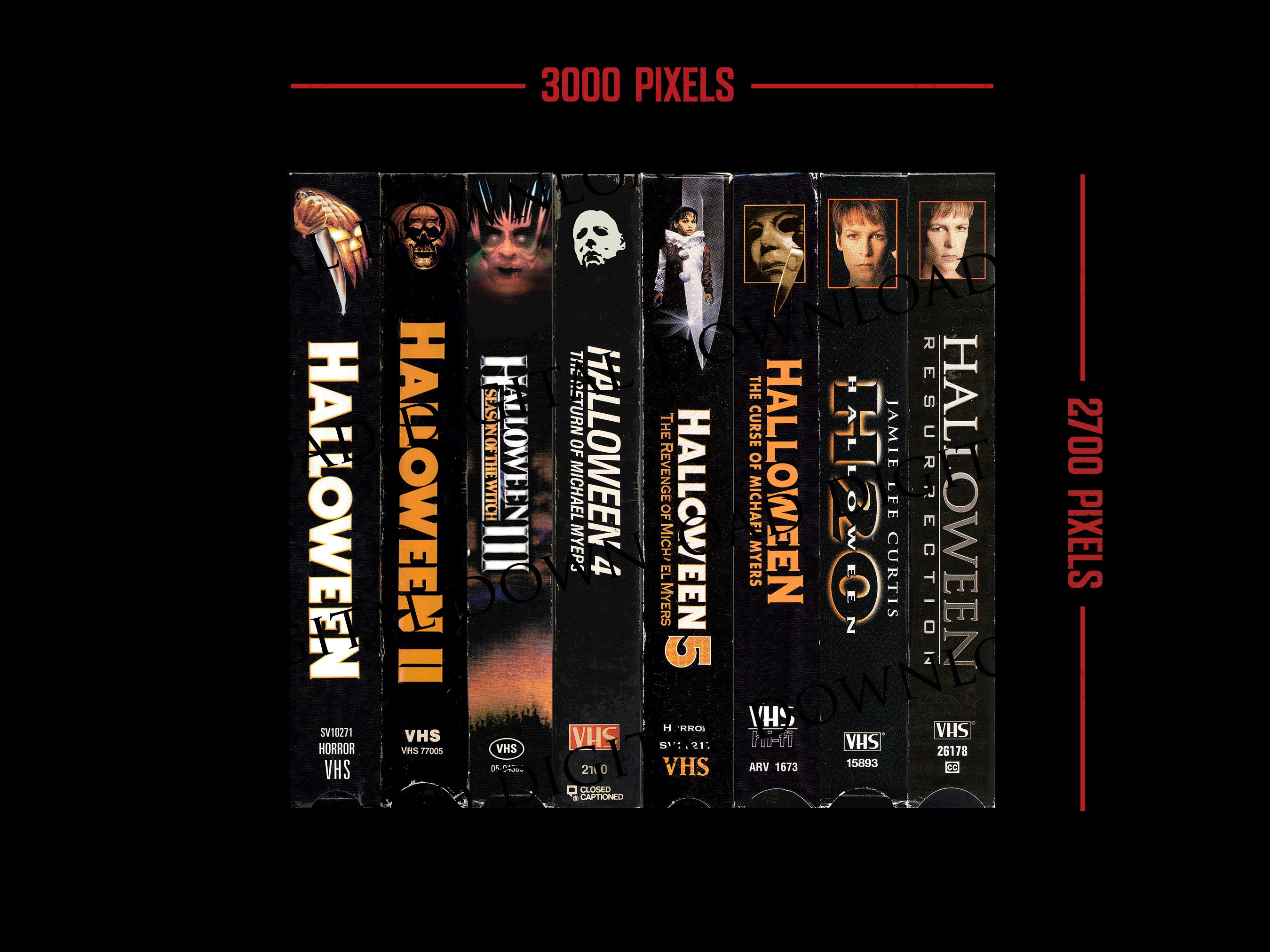 Halloween Franchise Series VHS Tape Covers Horror Movies With or