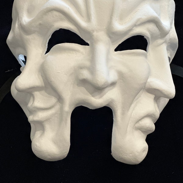 Blank theater mask with three faces