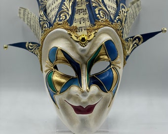 Blue Joker mask as worn by Boris Brejcha. Handmade Venetian mask.