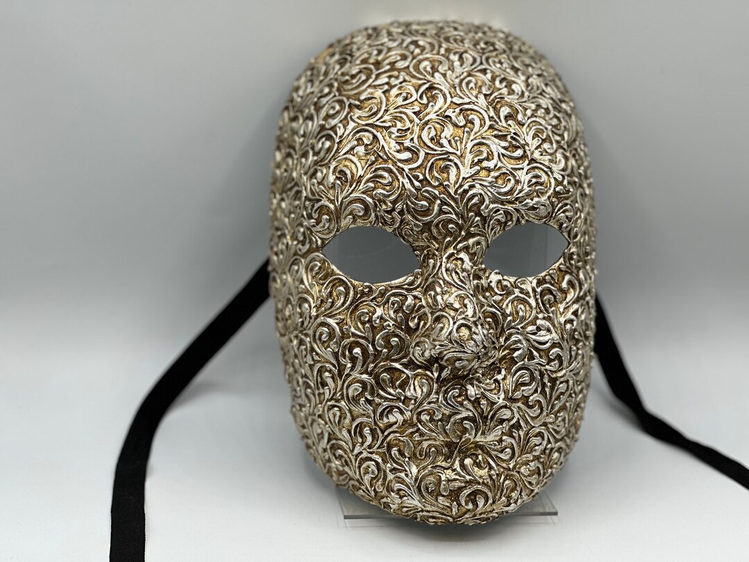 Silver Full Face Mask, Mask Handmade. Masquerade Mask for Men