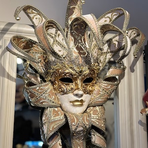 Hombre Bauta Máscara Veneciana Plata Metal Dorado Estilo Carnaval Disfraz  de